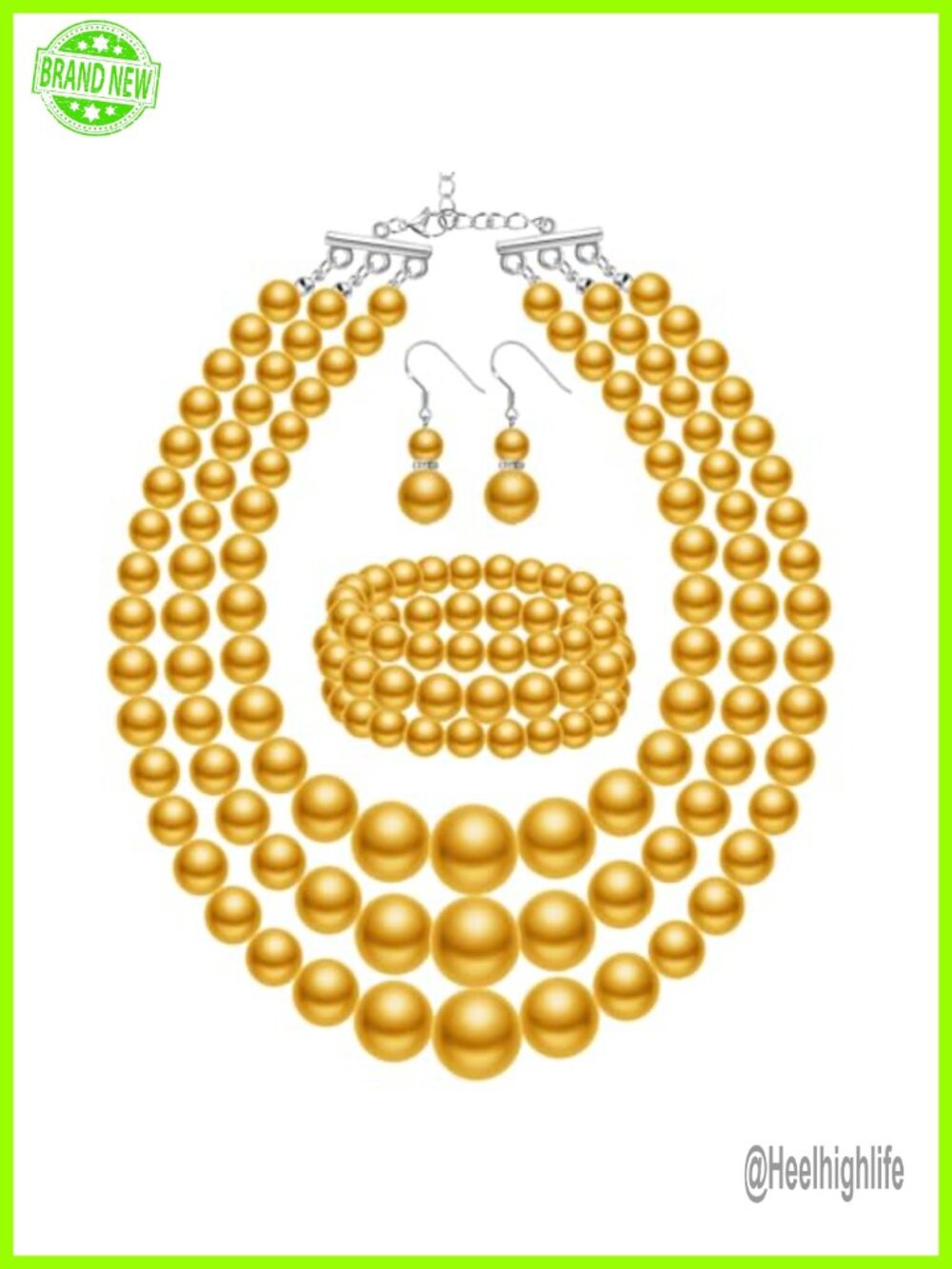 Faux Pearl Jewelry Set Necklace Bracelet Earrings for Women
